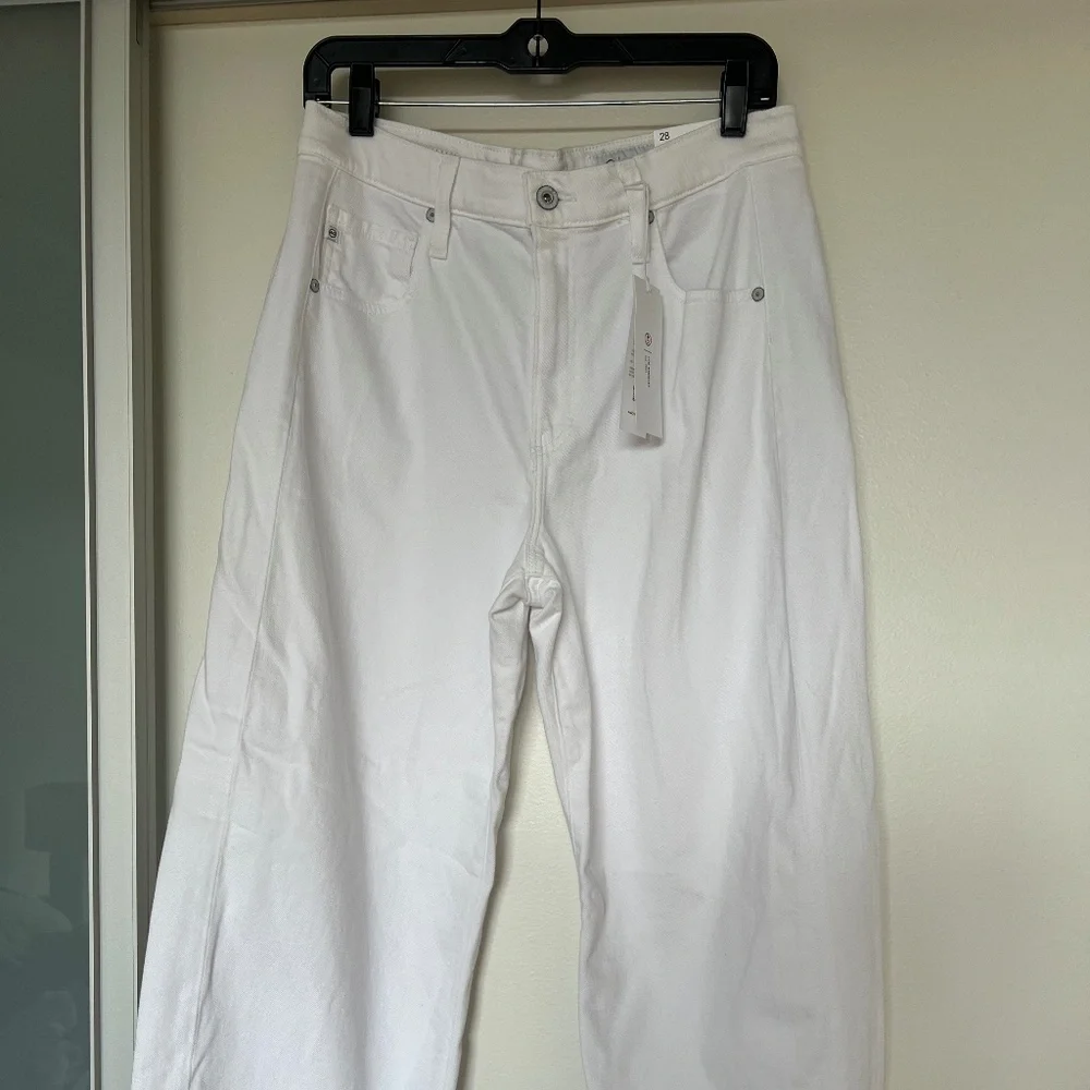 AG Jeans Hattie High Rise Raw Hem Ankle Barrel in Gallery White Size 28 - Picture 5 of 7